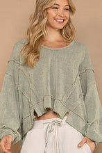 Load image into Gallery viewer, Round Neck Balloon Sleeve Hooded Knit Top
