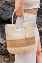 Load image into Gallery viewer, Valeria Two-Tone Straw Tote
