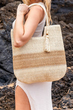 Load image into Gallery viewer, Valeria Two-Tone Straw Tote
