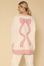 Load image into Gallery viewer, Varsity knit bow cardigan
