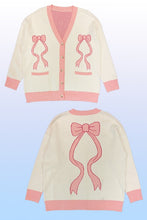 Load image into Gallery viewer, Varsity knit bow cardigan

