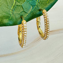 Load image into Gallery viewer, Shine Covered Oval Hoop Earrings
