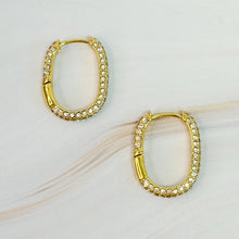 Load image into Gallery viewer, Shine Covered Oval Hoop Earrings
