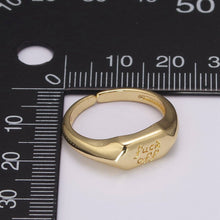 Load image into Gallery viewer, Dainty Gold F Off  Adjustable Signet Ring
