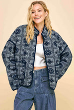 Load image into Gallery viewer, Vintage Print Open Front Jacket with Pockets [BLACK]
