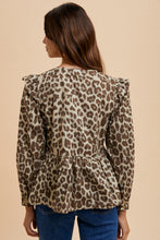 Load image into Gallery viewer, Tied Leopard Round Neck Peplum Blouse
