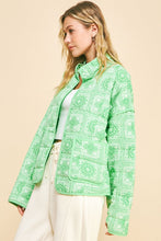 Load image into Gallery viewer, Vintage Print Open Front Jacket with Pockets [NEON GREEN]
