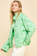 Load image into Gallery viewer, Vintage Print Open Front Jacket with Pockets [NEON GREEN]
