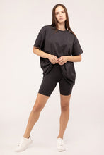 Load image into Gallery viewer, Cotton Round Neck Top &amp; Biker Shorts Set
