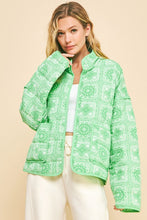 Load image into Gallery viewer, Vintage Print Open Front Jacket with Pockets [NEON GREEN]
