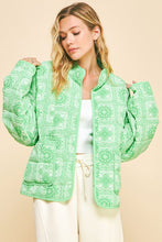 Load image into Gallery viewer, Vintage Print Open Front Jacket with Pockets [NEON GREEN]
