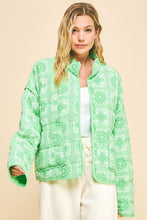 Load image into Gallery viewer, Vintage Print Open Front Jacket with Pockets [NEON GREEN]
