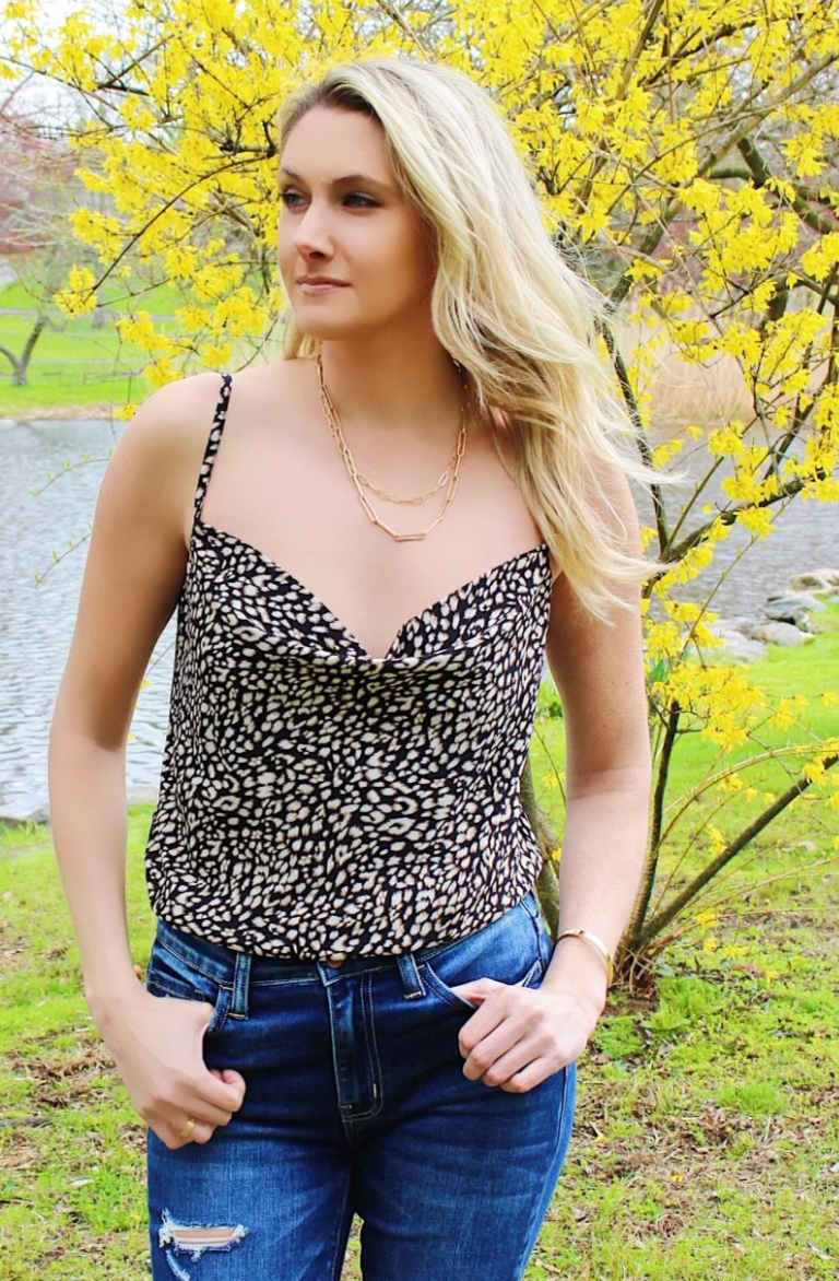 Kacie Printed Cowl Bodysuit